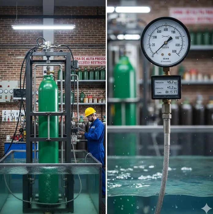 Teste hidrostático em cilindro